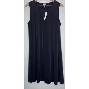 Chico's Size 1 (medium Or 8) Black Sleeveless A-line Swing Dress New